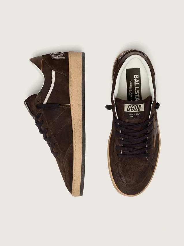 Women's Ball Star in brown suede with brown leather star and heel tab