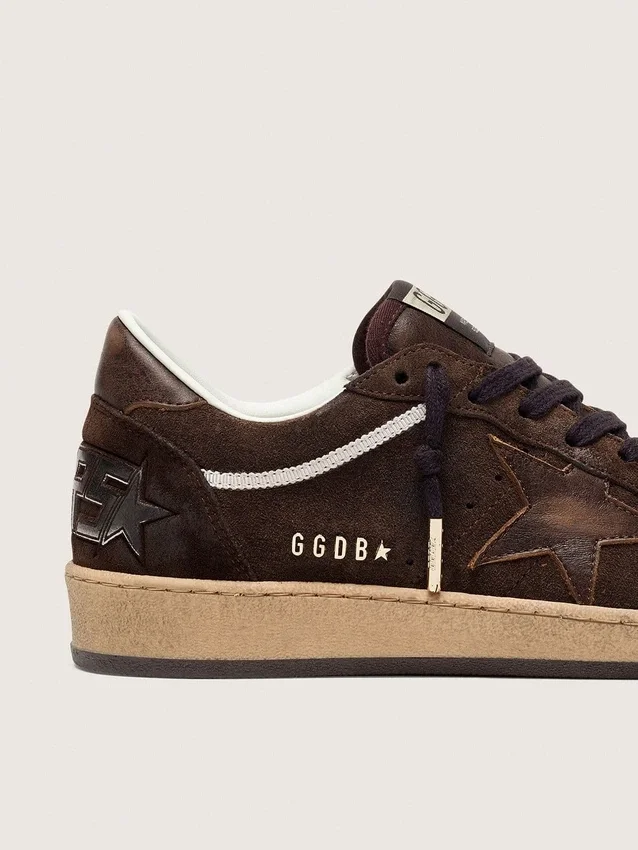 Women's Ball Star in brown suede with brown leather star and heel tab