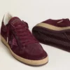 Women's Ball Star in burgundy suede with crystal star and metallic leather heel tab