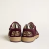 Women's Ball Star in burgundy suede with crystal star and metallic leather heel tab