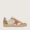 Women’s Ball Star in cream leather with brick-red leather star and suede inserts