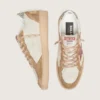 Women’s Ball Star in cream leather with brick-red leather star and suede inserts