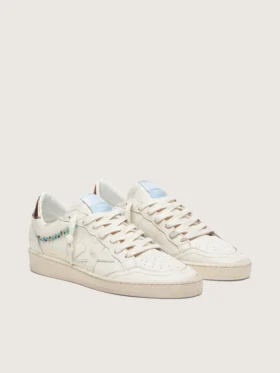 Women’s Ball Star in cream leather with tone-on-tone star and beads