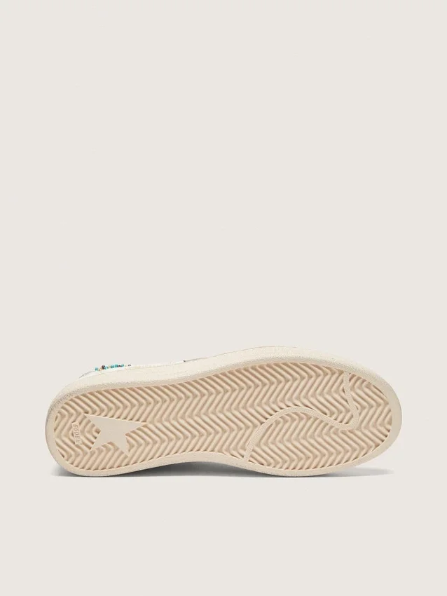Women's Ball Star in cream leather with tone-on-tone star and beads