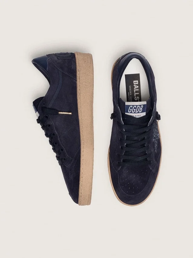 Women's Ball Star in dark blue suede with dark blue glitter star