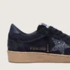 Women's Ball Star in dark blue suede with dark blue glitter star