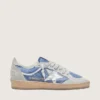 Women’s Ball Star in denim-blue nylon with light gray suede inserts and metallic silver leather star