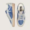Women’s Ball Star in denim-blue nylon with light gray suede inserts and metallic silver leather star