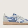 Women’s Ball Star in denim-blue nylon with light gray suede inserts and metallic silver leather star