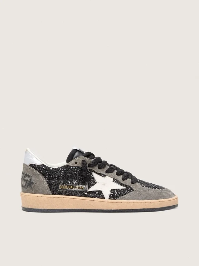 Women's Ball Star in glitter with leather star and metallic leather heel tab