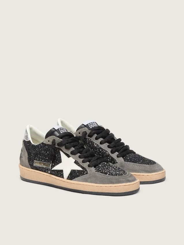 Women's Ball Star in glitter with leather star and metallic leather heel tab