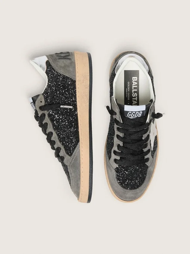 Women's Ball Star in glitter with leather star and metallic leather heel tab