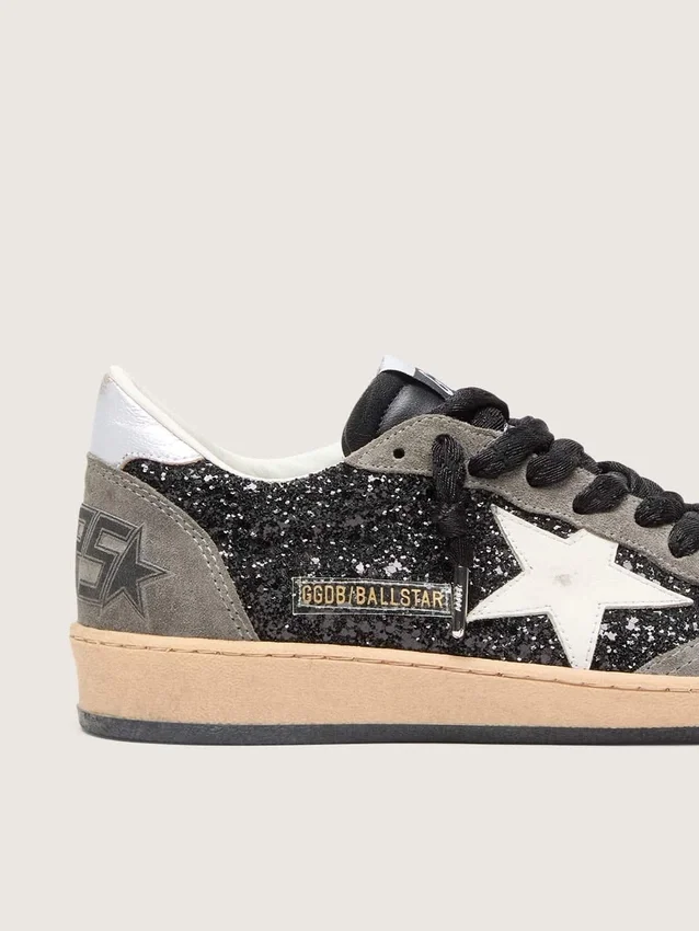 Women's Ball Star in glitter with leather star and metallic leather heel tab