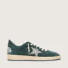 Women's Ball Star in green suede with silver glitter star