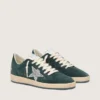 Women's Ball Star in green suede with silver glitter star