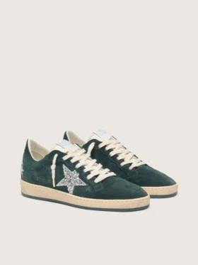 Women’s Ball Star in green suede with silver glitter star