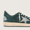 Women's Ball Star in green suede with silver glitter star