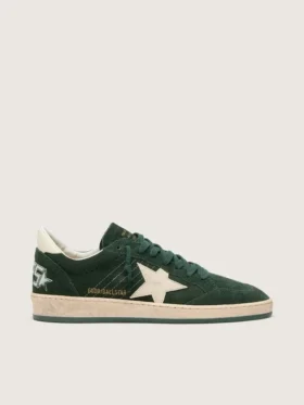 Women's Ball Star in green suede with white leather star and heel tab