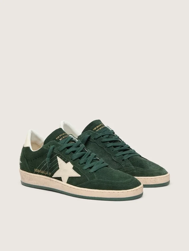 Women's Ball Star in green suede with white leather star and heel tab