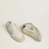 Women’s Ball Star in leather with platinum suede star and multicolor floral embroidery