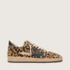 Women's Ball Star in leo-print pony skin, black leather star & heel tab