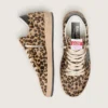 Women's Ball Star in leo-print pony skin, black leather star & heel tab