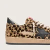 Women's Ball Star in leo-print pony skin, black leather star & heel tab