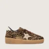 Women's Ball Star in leopard-print pony skin with platinum leather star and white leather heel tab