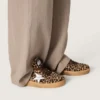 Women's Ball Star in leopard-print pony skin with platinum leather star and white leather heel tab