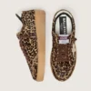 Women's Ball Star in leopard-print pony skin with platinum leather star and white leather heel tab