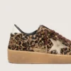 Women's Ball Star in leopard-print pony skin with platinum leather star and white leather heel tab