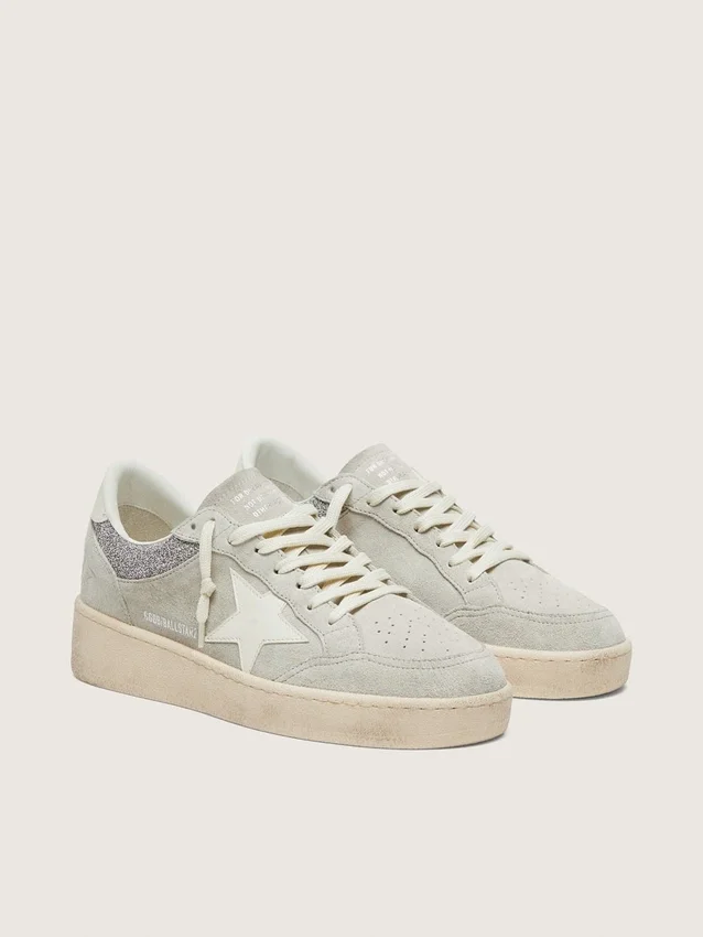 Women's Ball Star in light gray suede with star and glitter inserts