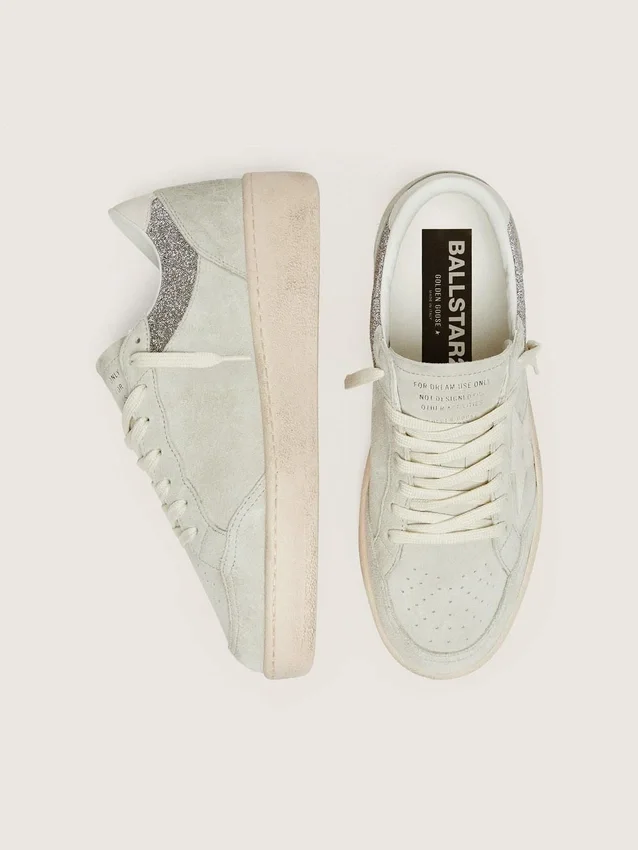 Women's Ball Star in light gray suede with star and glitter inserts
