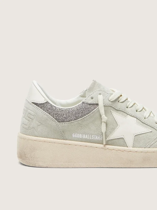 Women's Ball Star in light gray suede with star and glitter inserts