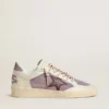 Women’s Ball Star in lilac suede with burgundy leather star and lilac suede heel tab