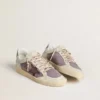 Women’s Ball Star in lilac suede with burgundy leather star and lilac suede heel tab