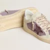 Women’s Ball Star in lilac suede with burgundy leather star and lilac suede heel tab
