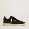 Women’s Ball Star in mesh with Swarovski crystals and black laminated leather star and heel tab