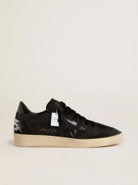 Women’s Ball Star in mesh with Swarovski crystals and black laminated leather star and heel tab
