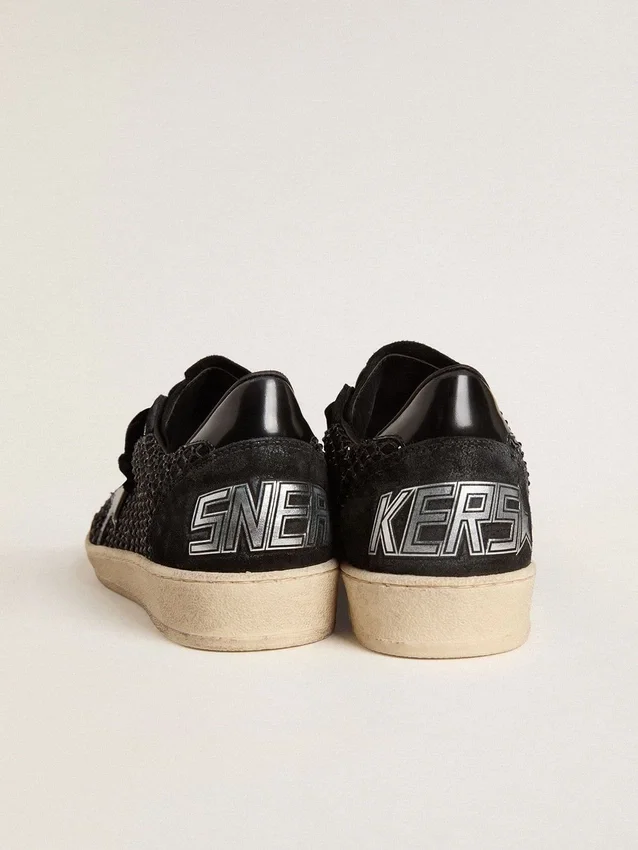 Women’s Ball Star in mesh with Swarovski crystals and black laminated leather star and heel tab