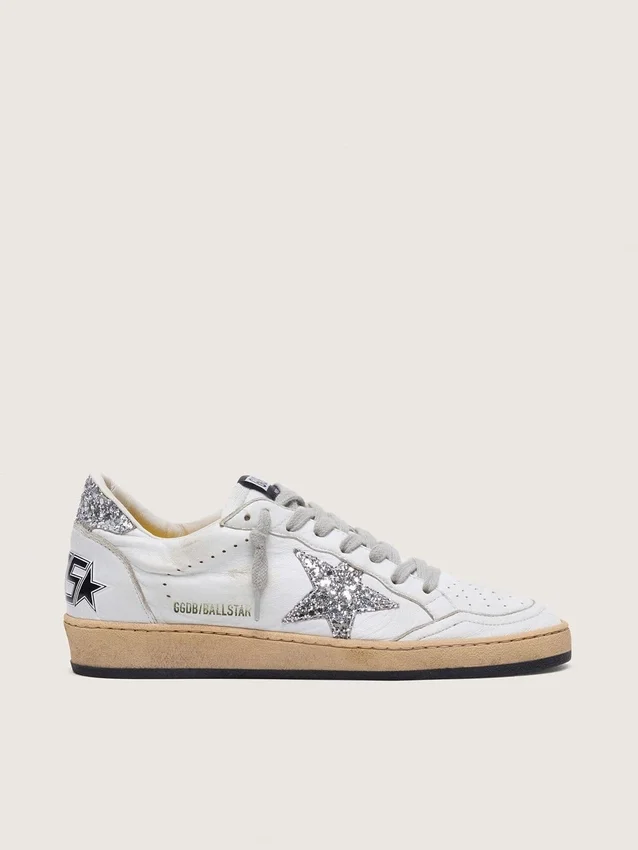 Women's Ball Star in nappa with silver glitter star and heel tab