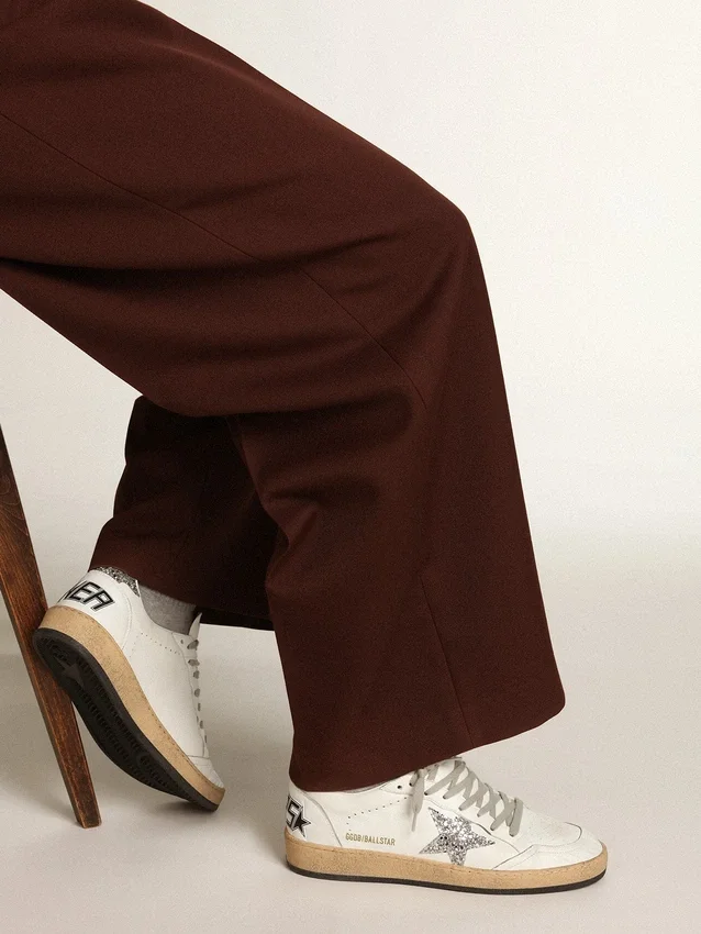 Women's Ball Star in nappa with silver glitter star and heel tab