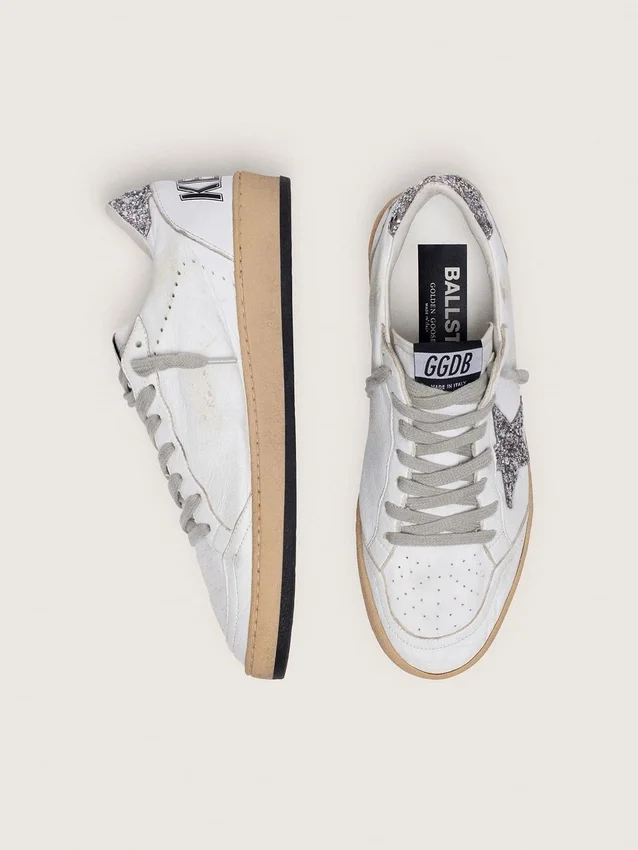 Women's Ball Star in nappa with silver glitter star and heel tab