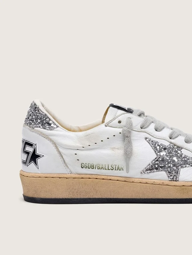 Women's Ball Star in nappa with silver glitter star and heel tab