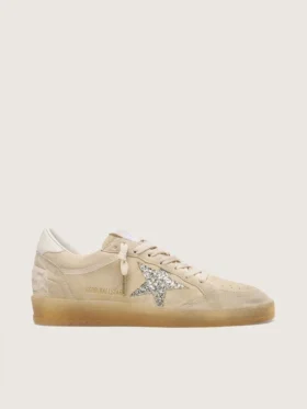 Women’s Ball Star in pearl suede with silver glitter star