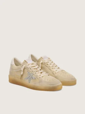 Women’s Ball Star in pearl suede with silver glitter star