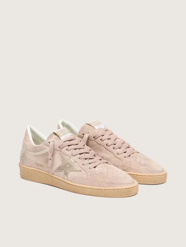 Women's Ball Star in powder-pink suede with metallic gold star
