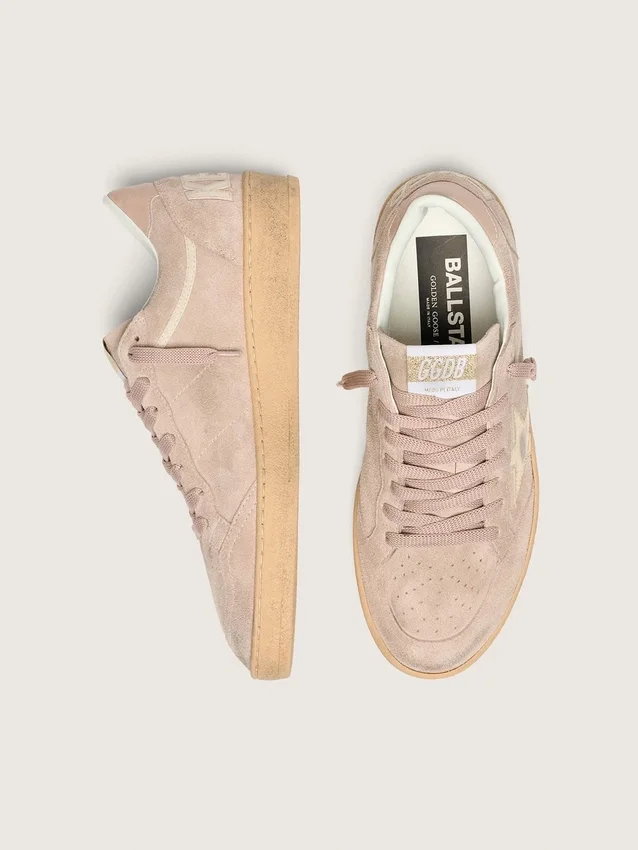 Women's Ball Star in powder-pink suede with metallic gold star