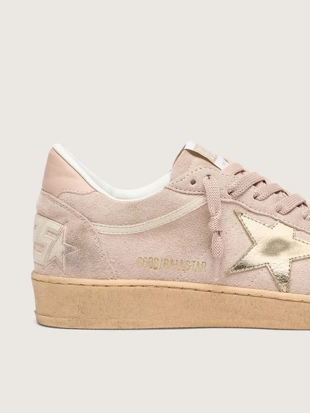 Women's Ball Star in powder-pink suede with metallic gold star