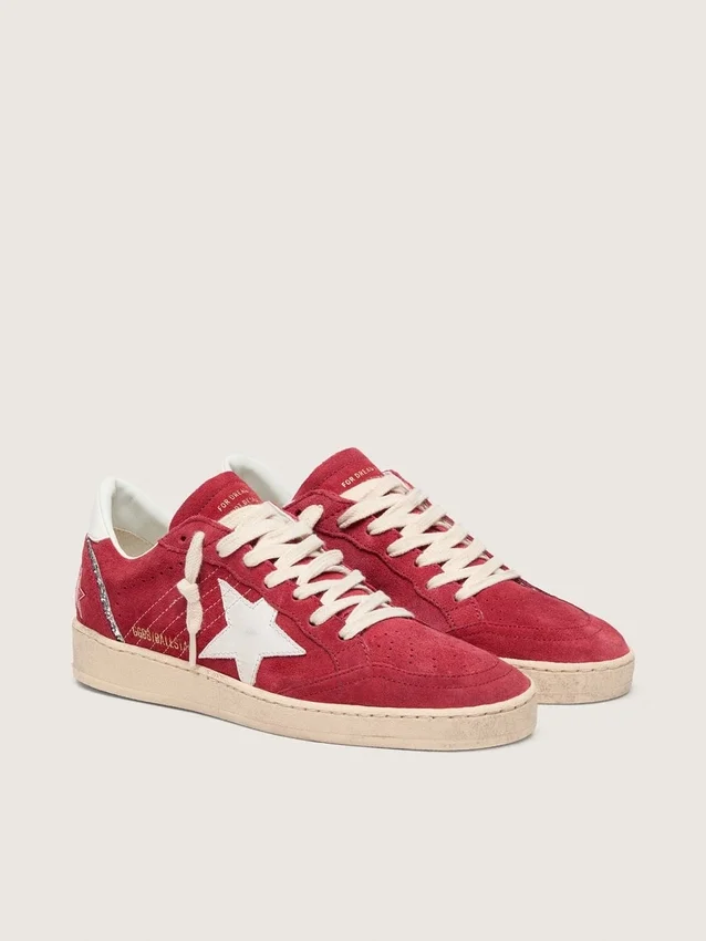 Women's Ball Star in red suede with white leather star and heel tab